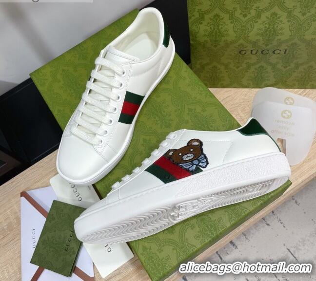 Low Price Gucci Ace Sneakers in Bear Leather 1033011 White