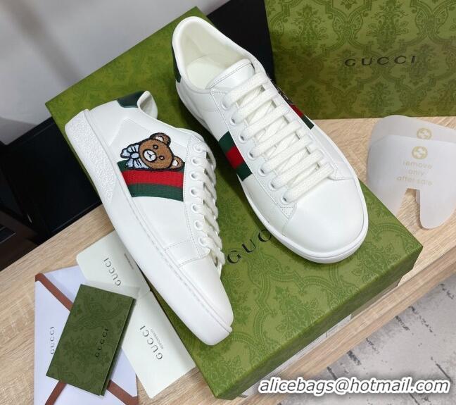 Low Price Gucci Ace Sneakers in Bear Leather 1033011 White