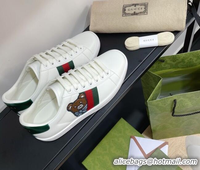 Low Price Gucci Ace Sneakers in Bear Leather 1033011 White