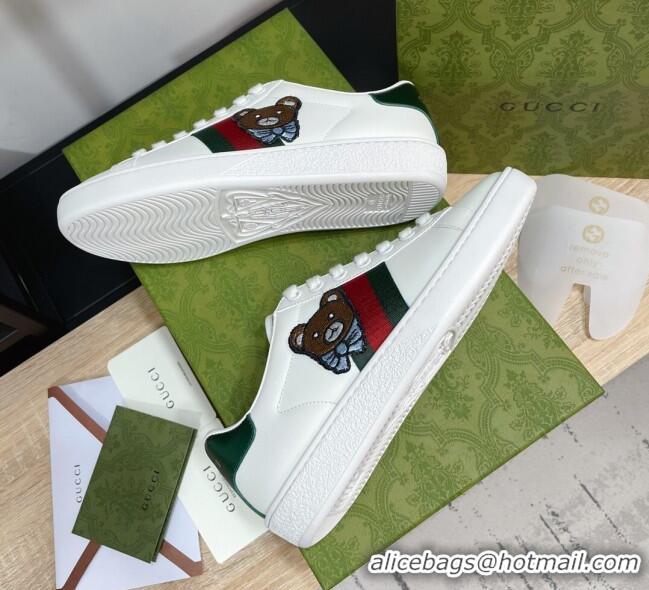 Low Price Gucci Ace Sneakers in Bear Leather 1033011 White