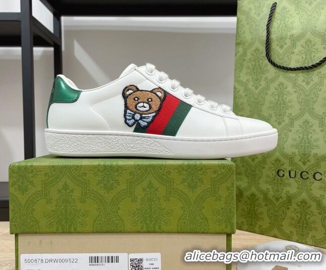 Low Price Gucci Ace Sneakers in Bear Leather 1033011 White