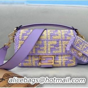 Promotional Fendi Raffia Baguette Medium Bag FD2010 Purple 2021