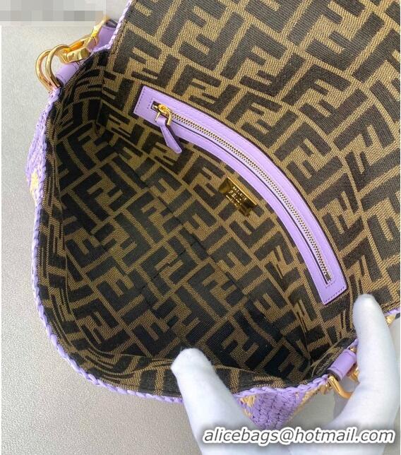 Promotional Fendi Raffia Baguette Medium Bag FD2010 Purple 2021