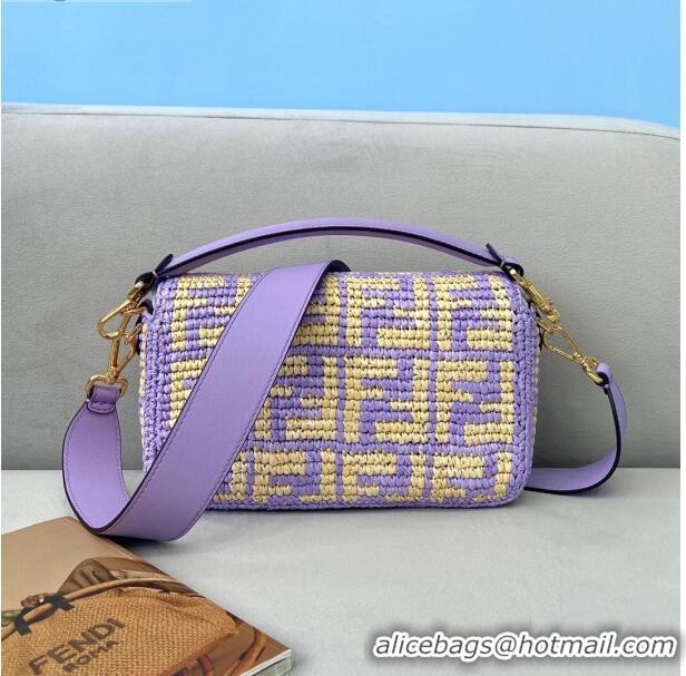 Promotional Fendi Raffia Baguette Medium Bag FD2010 Purple 2021