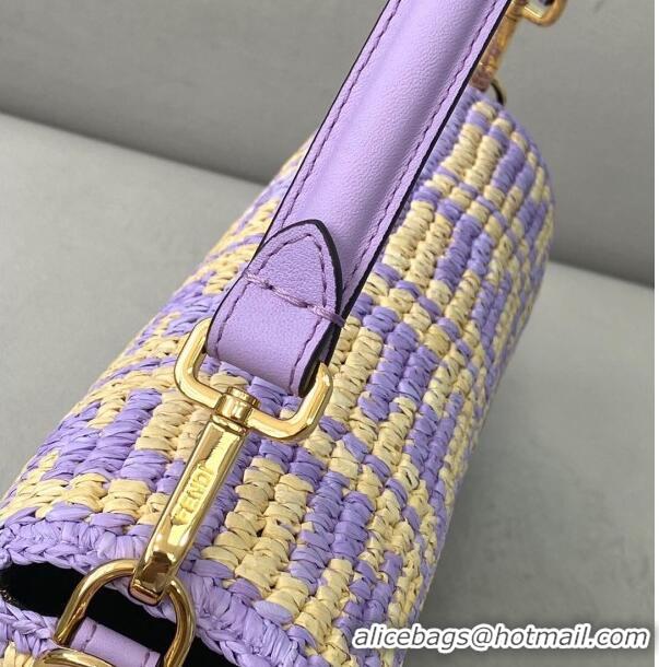 Promotional Fendi Raffia Baguette Medium Bag FD2010 Purple 2021