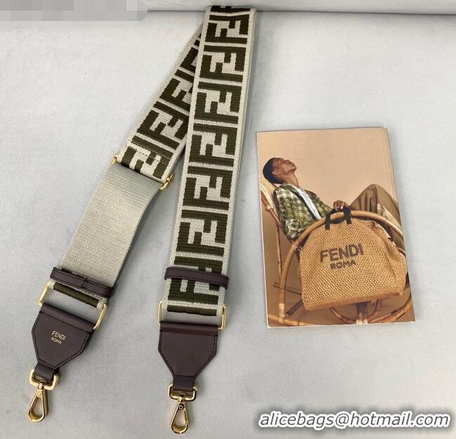 Trendy Design Fendi Strap You Shoulder Strap in FD2013 Grey/Green FF Ribbon 2021