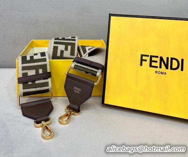 Trendy Design Fendi Strap You Shoulder Strap in FD2013 Grey/Green FF Ribbon 2021