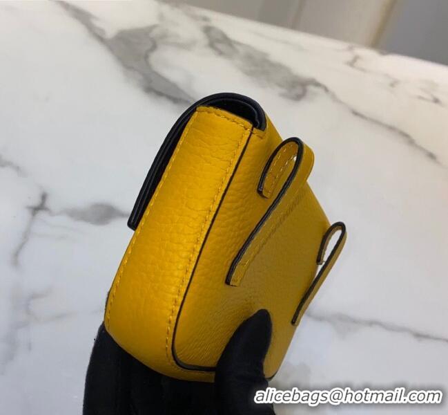 Low Cost Fendi Nano Baguette Charm in FD2017 Yellow Grained Leather 2021