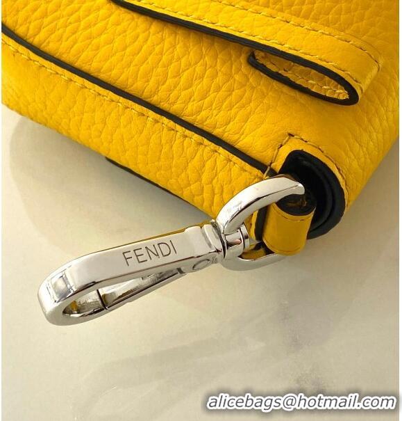 Low Cost Fendi Nano Baguette Charm in FD2017 Yellow Grained Leather 2021