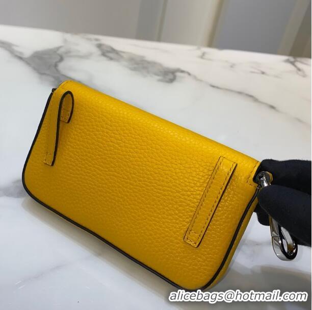 Low Cost Fendi Nano Baguette Charm in FD2017 Yellow Grained Leather 2021