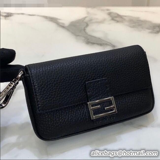 Best Price Fendi Nano Baguette Charm in FD2017 Black Grained Leather 2021