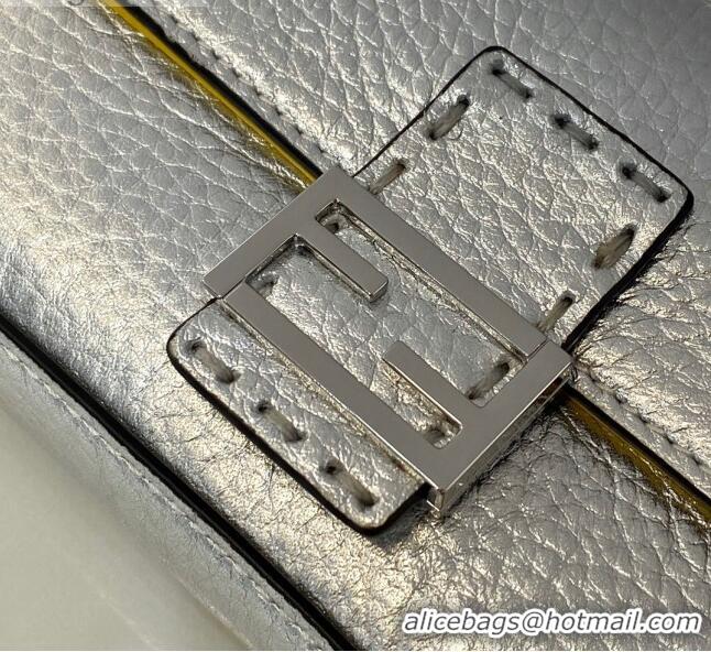 Trendy Design Fendi Nano Baguette Charm in FD2017 Silver Grained Leather 2021