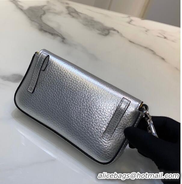 Trendy Design Fendi Nano Baguette Charm in FD2017 Silver Grained Leather 2021