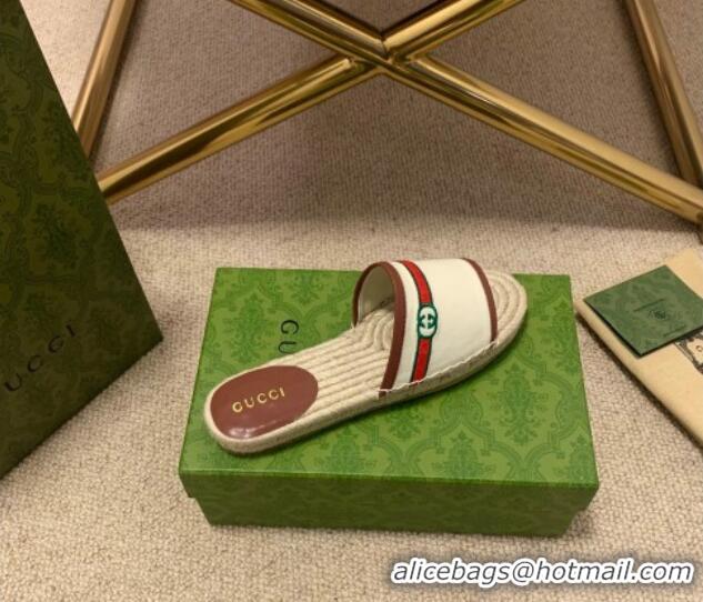 Grade Design Gucci Epilogue Canvas Web Espadrille Slide Sandal 331104 White