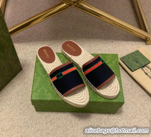 Best Luxury Gucci Epilogue Canvas Web Espadrille Slide Sandal 331104 Black