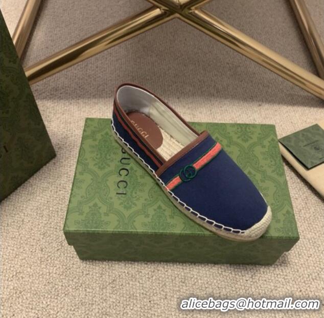 Top Quality Gucci Epilogue Canvas Web Espadrilles 331107 Navy Blue 2021