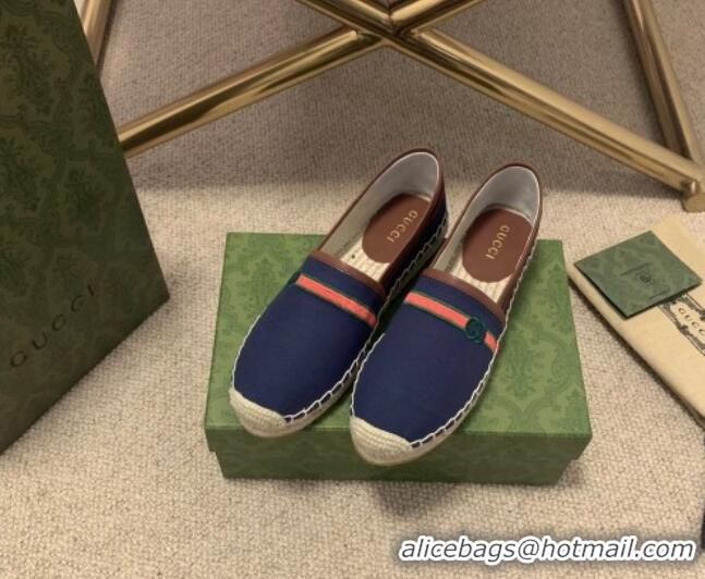 Top Quality Gucci Epilogue Canvas Web Espadrilles 331107 Navy Blue 2021