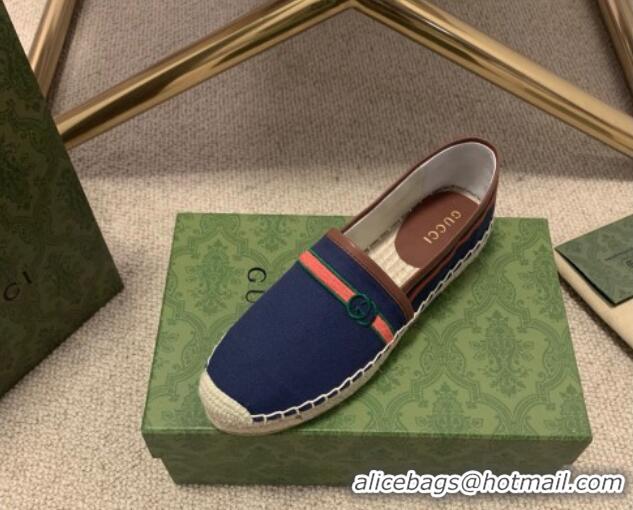 Top Quality Gucci Epilogue Canvas Web Espadrilles 331107 Navy Blue 2021