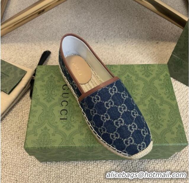 Most Popular Gucci Jacquard Denim Espadrilles 331110 Blue 