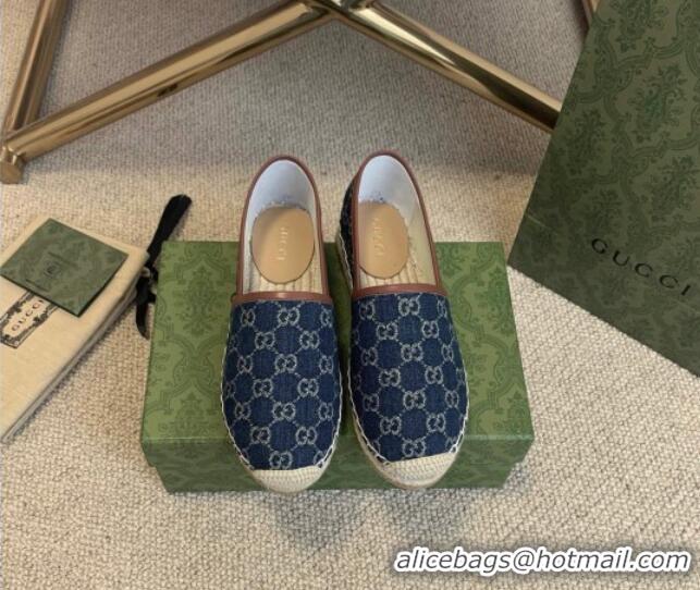 Most Popular Gucci Jacquard Denim Espadrilles 331110 Blue 