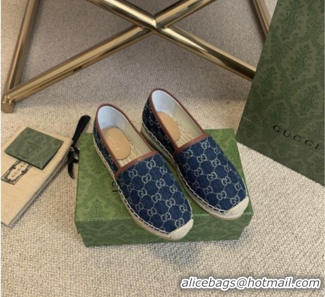 Most Popular Gucci Jacquard Denim Espadrilles 331110 Blue 