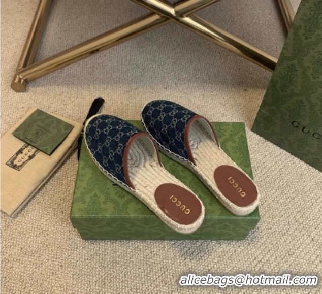 Perfect Gucci Jacquard Denim Espadrille Mules 331111 Blue 