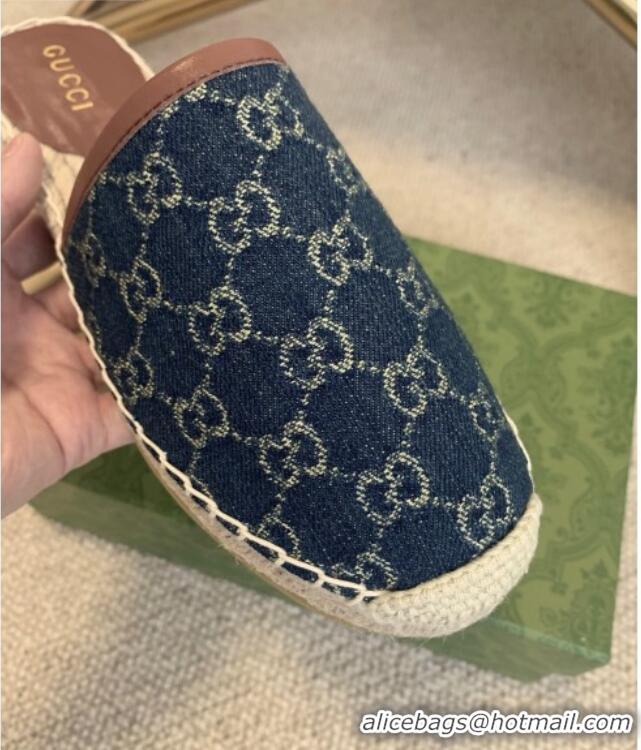 Perfect Gucci Jacquard Denim Espadrille Mules 331111 Blue 