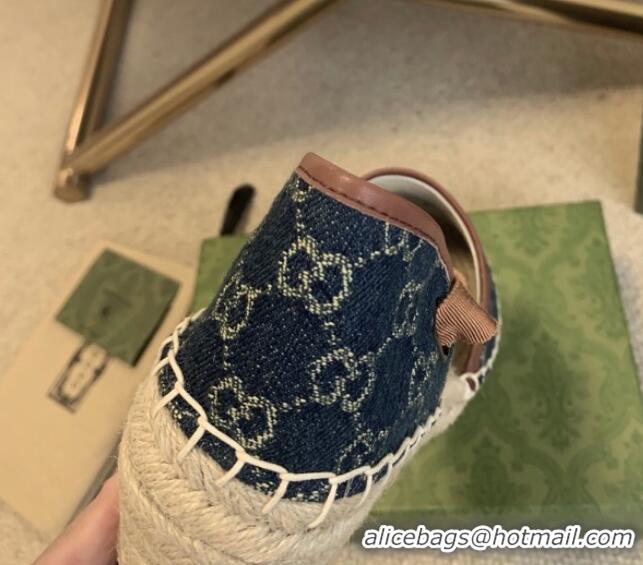 Cute Gucci Jacquard Denim Espadrille Wedges 331113 Blue