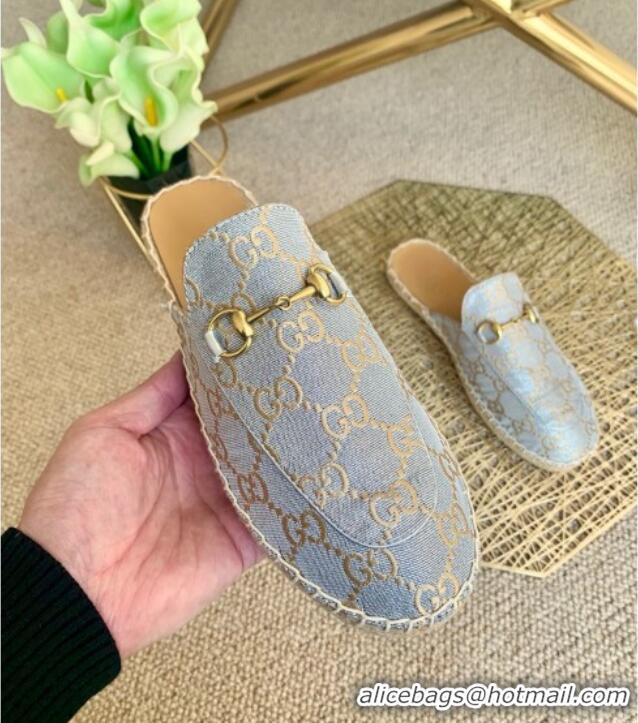 Good Quality Gucci Jordaan GG Leather Espadrille Mules Gold Silver 0331120