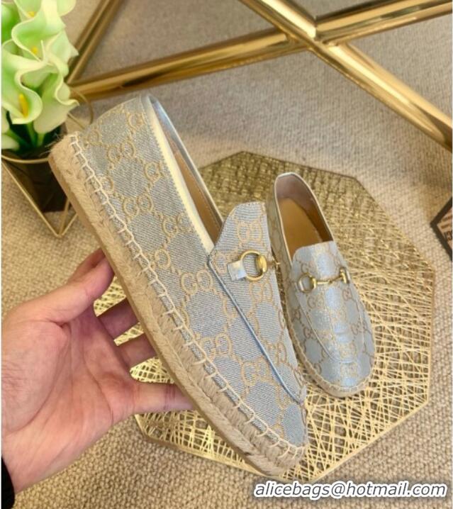 Top Quality Gucci Jordaan GG Leather Espadrilles 331123 Silver