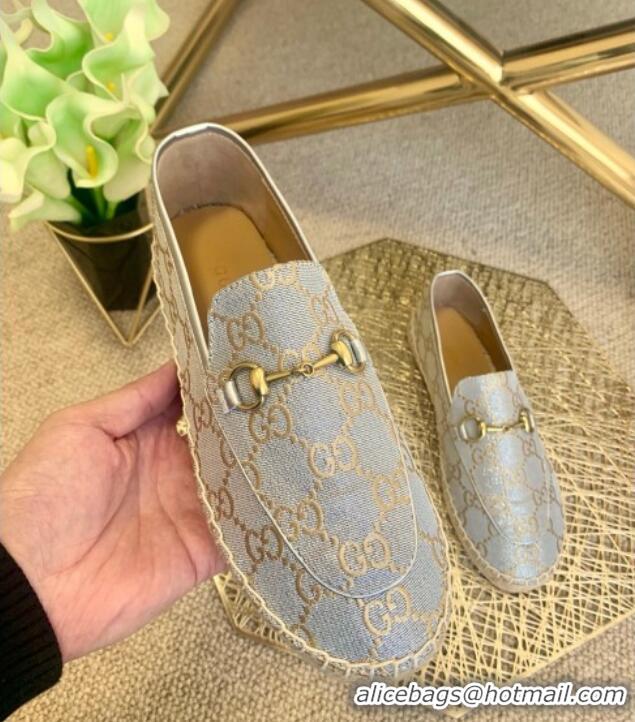 Top Quality Gucci Jordaan GG Leather Espadrilles 331123 Silver