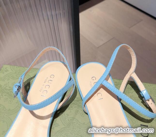 Charming Gucci Sequin GG Strap Flat Sandals 040951 Blue/Silver 2021