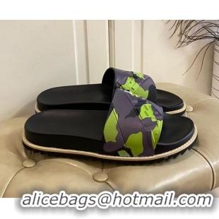 Hot Fendi Camouflage Flat Slide Sandals 308101 Green 2021