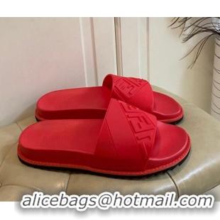 New Style Fendi FENDI Embossed Flat Slide Sandals 0308104 Red