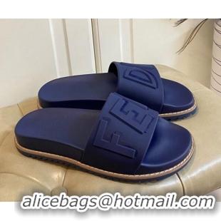 Low Price Fendi FENDI Flat Slide Sandals 0308104 Blue