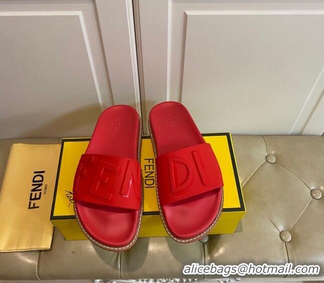 Best Price Fendi FENDI Flat Slide Sandals 0308104 Red