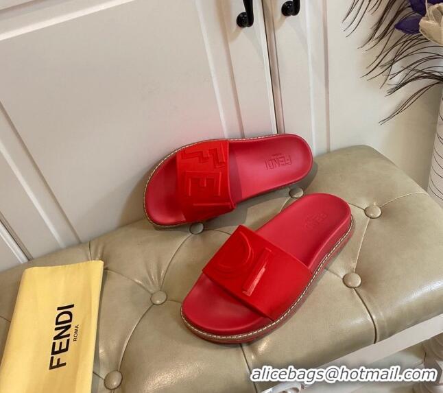 Best Price Fendi FENDI Flat Slide Sandals 0308104 Red