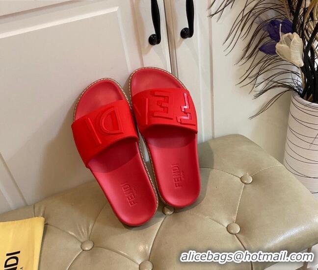 Best Price Fendi FENDI Flat Slide Sandals 0308104 Red