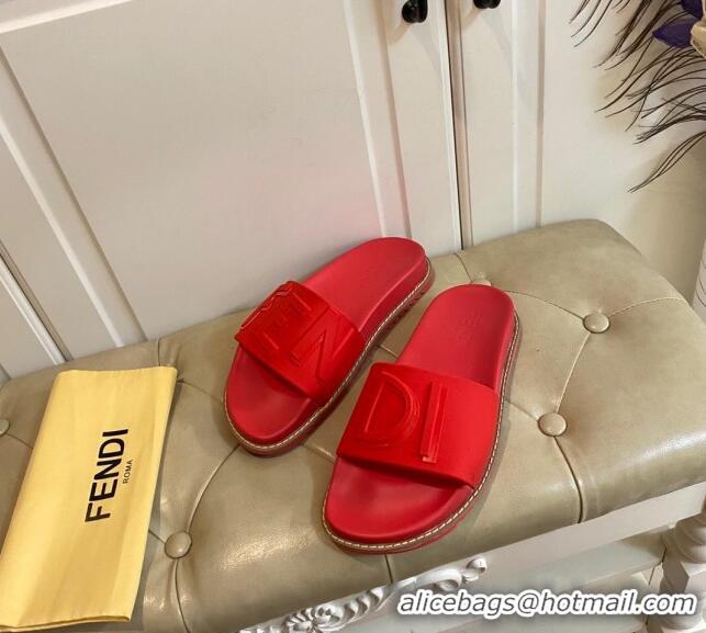 Best Price Fendi FENDI Flat Slide Sandals 0308104 Red