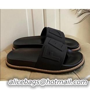 Grade Design Fendi FENDI Flat Slide Sandals 0308104 Black