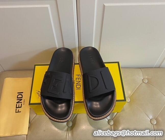 Grade Design Fendi FENDI Flat Slide Sandals 0308104 Black