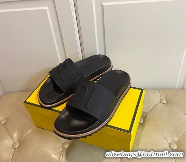 Grade Design Fendi FENDI Flat Slide Sandals 0308104 Black