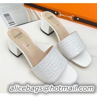 Low Price Fendi FF Leather Heel Slide Sandals 0330116 White 2021