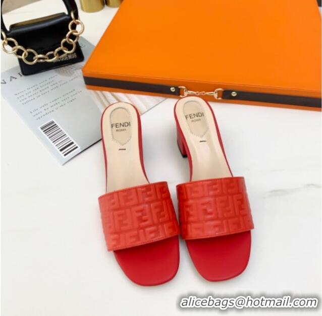 Discount Design Fendi FF Leather Heel Slide Sandals 0330116 Red 2021