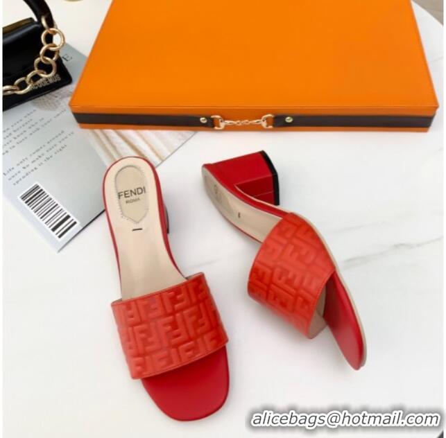 Discount Design Fendi FF Leather Heel Slide Sandals 0330116 Red 2021