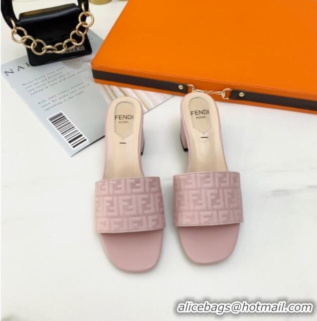 Shop Fendi FF Leather Heel Slide Sandals 0330116 Pink 2021