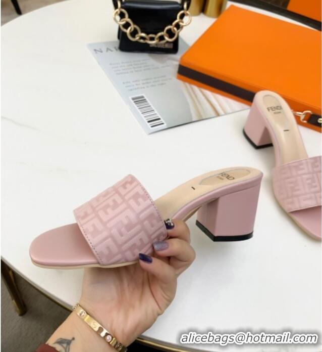 Shop Fendi FF Leather Heel Slide Sandals 0330116 Pink 2021