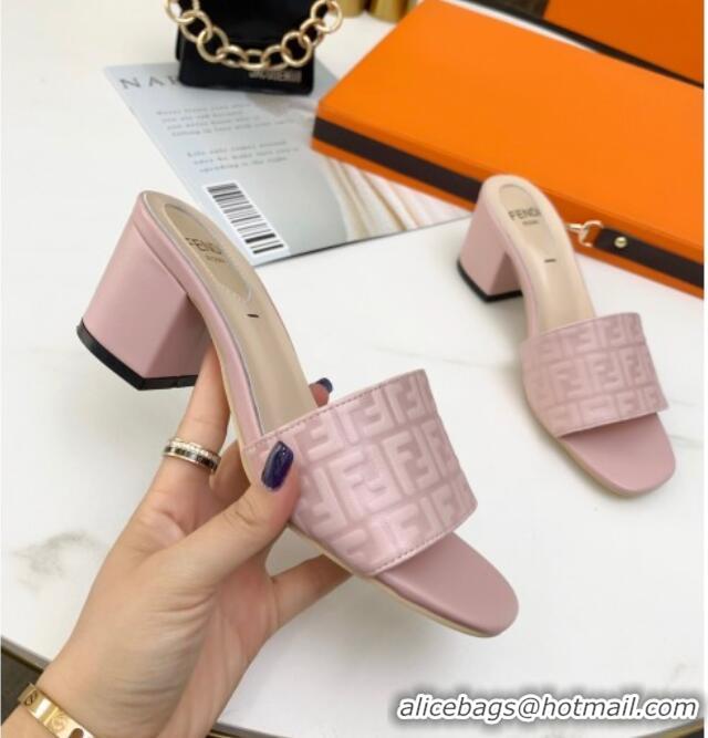 Shop Fendi FF Leather Heel Slide Sandals 0330116 Pink 2021