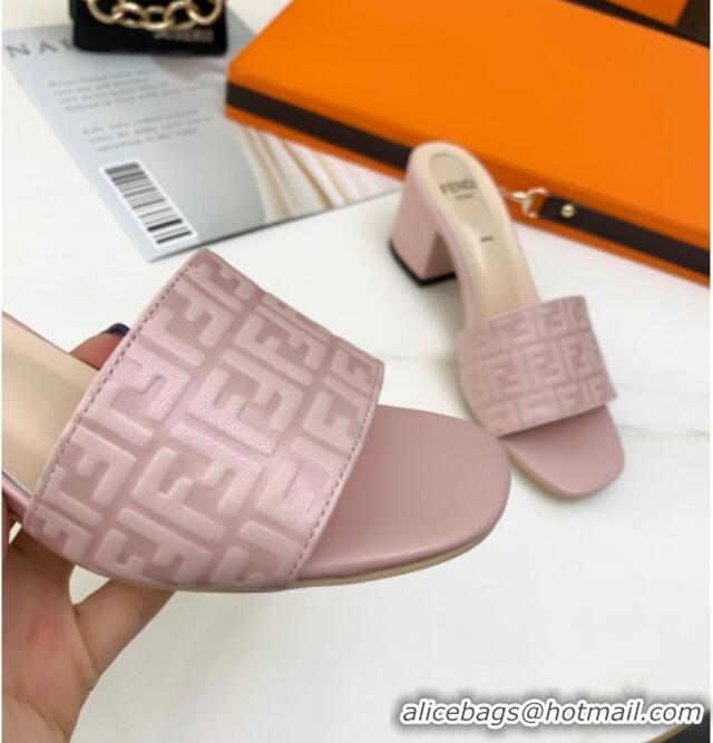 Shop Fendi FF Leather Heel Slide Sandals 0330116 Pink 2021