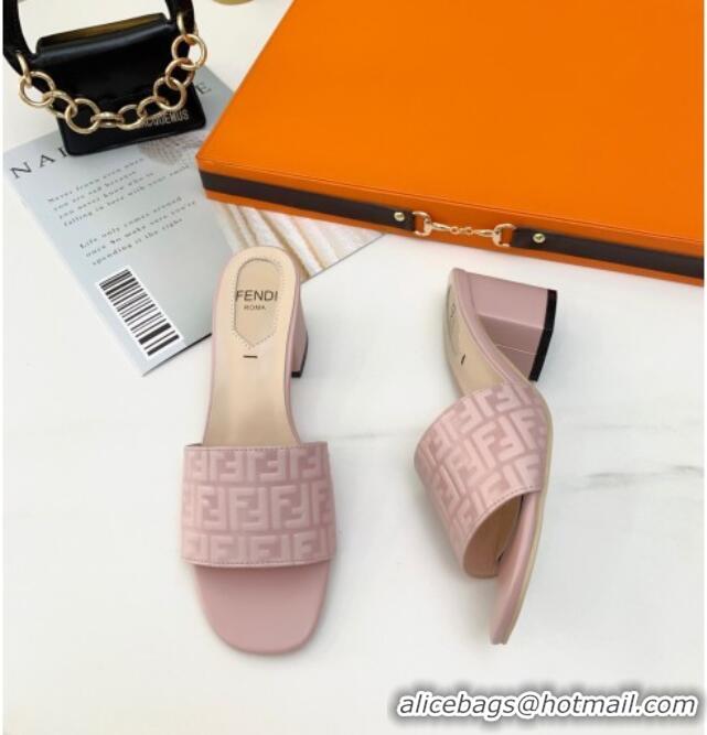 Shop Fendi FF Leather Heel Slide Sandals 0330116 Pink 2021